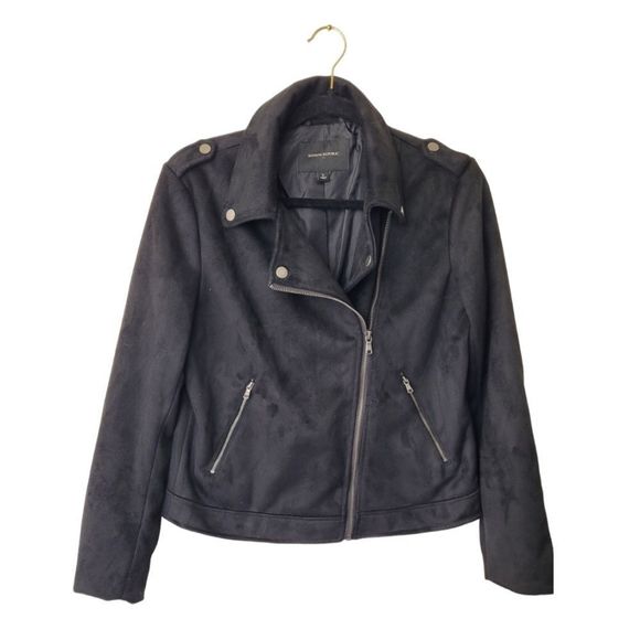 Banana Republic Black Faux Suede Moto Jacket - Picture 1 of 5